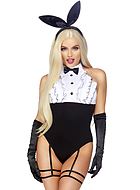 Playboy-kanin, maskerad-teddy med volanger, rosett och knappar